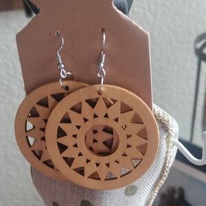 Elegant Wooden Circle Earrings